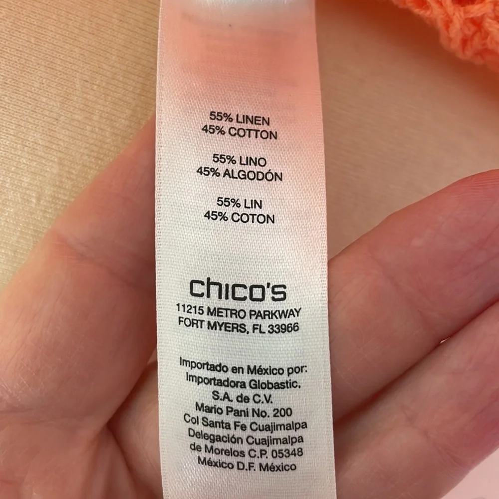 Chico's Orange Open Knit Shrug Cardigan Sweater - Size 1 = Medium/Size 8 - Picture 11 of 12